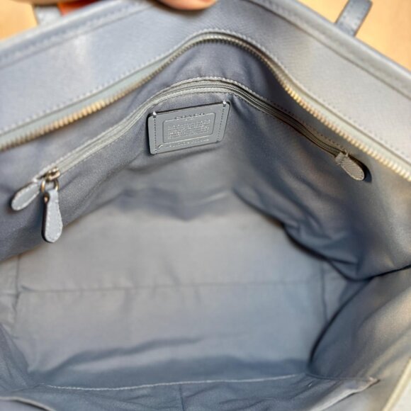 Coach City Zip Tote in Light Blue (Azure) with Scarf and Charm - Picture 9 of 10